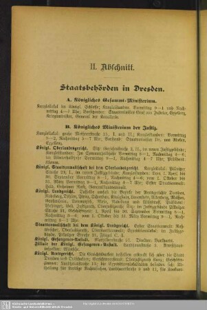 II. Behördenverzeichnis : Staatsbehörden in Dresden