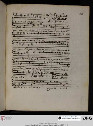 Antiphonae in Pur. BMV, Die Cinerum, Dom. Palmarum, Coena dom.