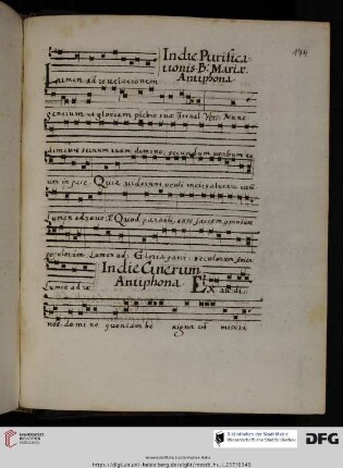 Antiphonae in Pur. BMV, Die Cinerum, Dom. Palmarum, Coena dom.
