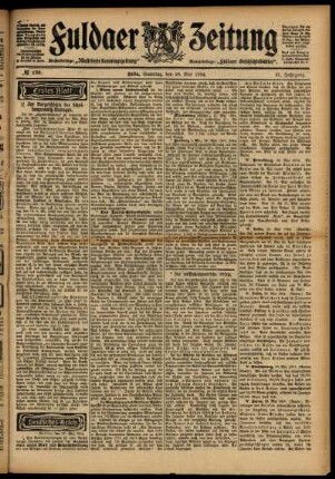 Erste Ausgabe vom Samstag, den 28. Mai 1904.