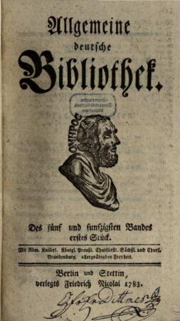 Allgemeine deutsche Bibliothek. 55. 1783