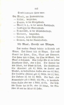 10) Maas, Gewicht und Münzen.
