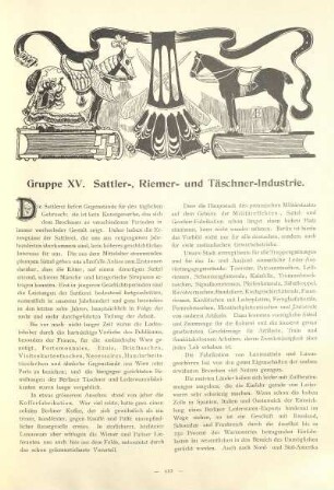 Gruppe XV. Sattler-, Riemer- und Täschner-Industrie