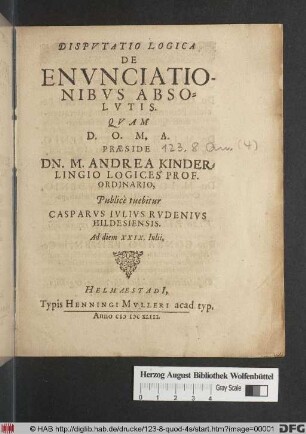 Disputatio Logica De Enunciationibus Absolutis