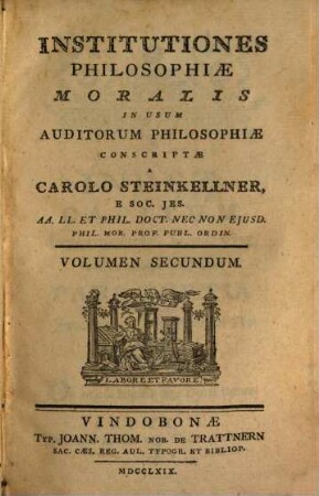 Institutiones Philosophiæ Moralis, Volumen Secundum
