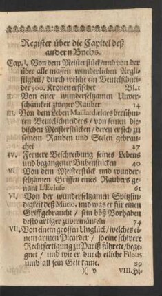 Register über die Capitel deß andern Buchs.