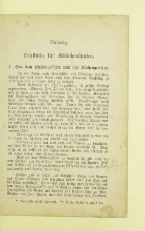 Anhang. Lesestücke für Mädchenschulen