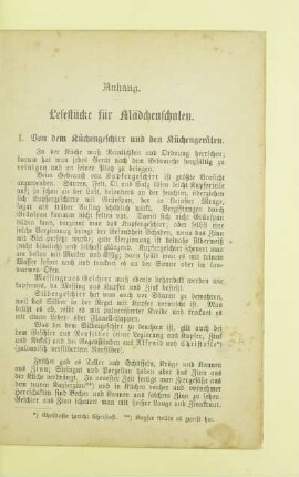 Anhang. Lesestücke für Mädchenschulen