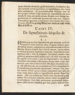 Caput IV. De superstitionis subiecto & obiecto.
