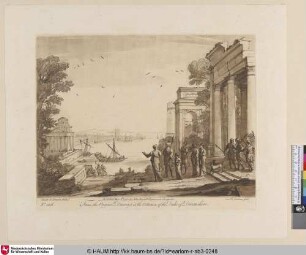 [Seehafen mit Prachtgebäuden und Figuren.]