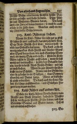 504. Kohl-Rüben auff andere Art. - 566. Schoten angeschlagen.