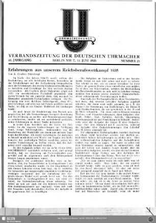 Erfahrungen aus unserem Reichsberufswettkampf 1935