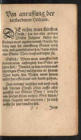 Von anruffung der verstorbenen Heiligen.