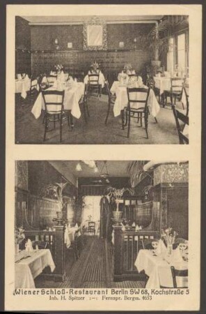 Ansichtskarte "Wiener Schloß-Restaurant", Kochstraße [2/2]