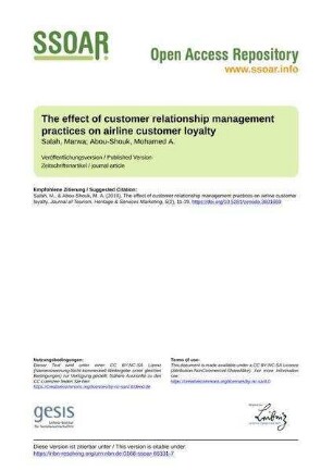 The effect of customer relationship management practices on airline customer loyalty