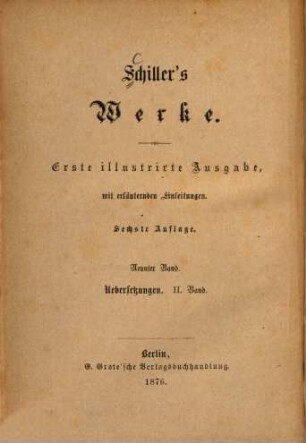 Schiller's Werke, 9. Uebersetzungen, 2. Band