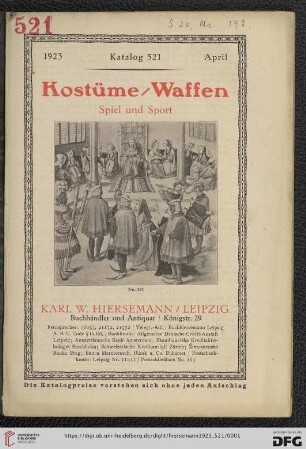 Nr. 521: Katalog: Kostüme, Waffen - Spiel und Sport