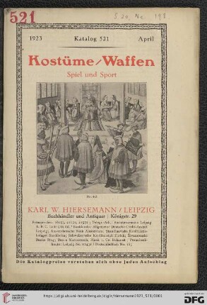 Nr. 521: Katalog: Kostüme, Waffen - Spiel und Sport
