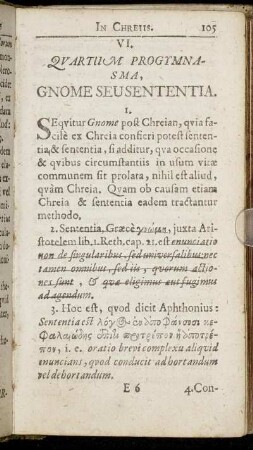 IV. Quartum Progymnasma, Gnome Seusententia