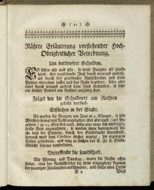 Nähere Erläuterung vorstehender Hoch-Obrigkeitlicher Verordnung.