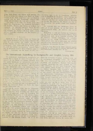 Die internationale Ausstellung für Buchgewebe und Graphik, Leipzig 1914.