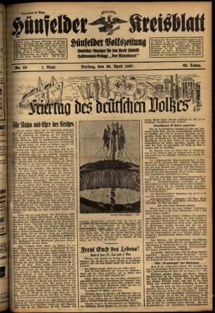 Erste Ausgabe vom Freitag, den 30. April 1937.