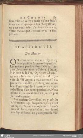 Chapitre VII. Des Métaux