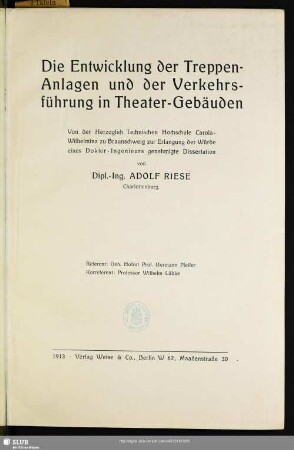 Die Entwicklung der Treppen-Anlagen und der Verkehrsführung in Theater-Gebäuden