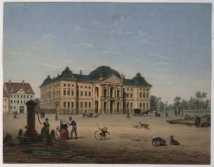 Ansicht des Japanischen Palais in Dresden-Neustadt, Lithographie, um 1840 : [Ansicht des Japanischen Palais zu Dresden]. - [S.l.] , [um 1840]. - 1 Kunstbl. : Lithogr. ; 23 x 18 cm