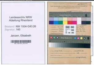 Entnazifizierung Elisabeth Janzen , geb. 27.01.1907 ()