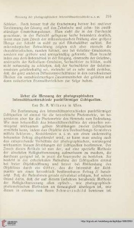 20: Ueber die Messung der photographischen Intensitätsunterschiede punktförmiger Lichtquellen