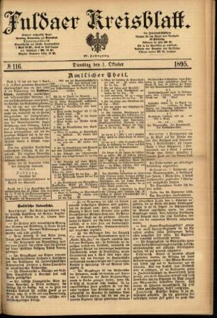 Erste Ausgabe vom Dienstag, den 01. Oktober 1895.