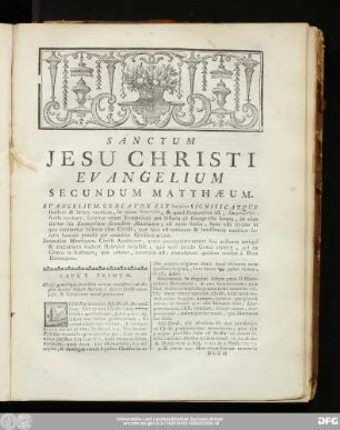 Sanctum Iesu Christi Evangelium Secundum Matthaeum.