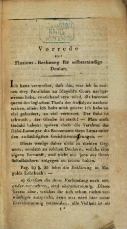 Die Fluxions-Rechnung als Leitfaden zur richtigen Beurtheilung des Geistes und Zweckes des Infinitesimal-Calculs