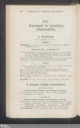XVII. Departement der auswärtigen Angelegenheiten