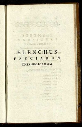 Elenchus Fasciarum Chirurgicarum.