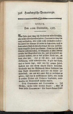 XXXIX. Den 11ten September, 1767