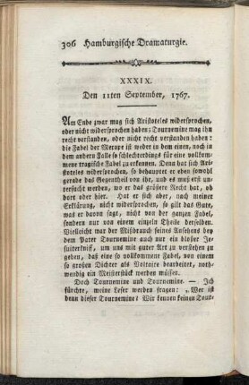 XXXIX. Den 11ten September, 1767