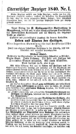1840: Literarischer Anzeiger - 1840
