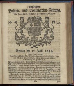 Nro. 30, Montag den 23. Julii 1753