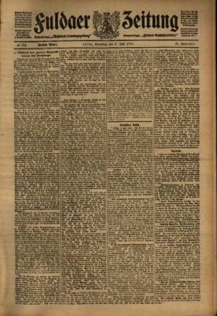 Erste Ausgabe vom Samstag, den 09. Juli 1910.