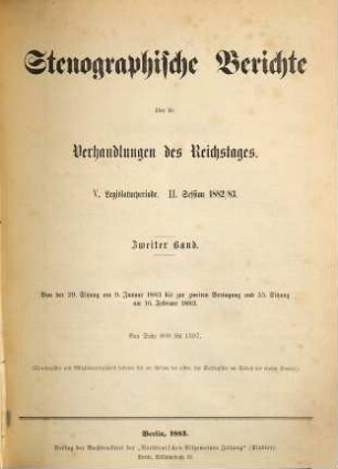 Verhandlungen des Reichstages. Stenographische Berichte. 69. 1882/83