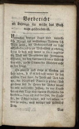 Vorbericht an diejenige, für welche das Buch nicht geschrieben ist