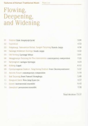 Textures of Korean Traditional Music. Flowing, Deepening, and Weepening