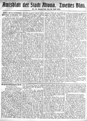 Nummer 29. Zweites Blatt. : Sonnabend, den 18. Juli 1925