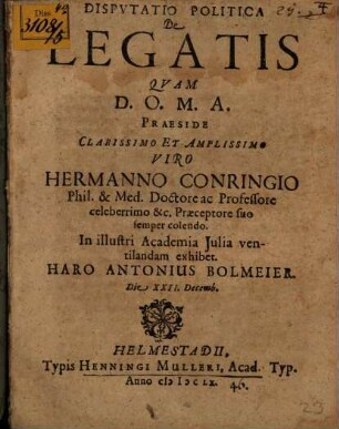 Disputatio Politica De Legatis