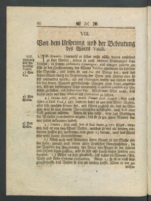 VIII. Von dem Ursprung und der Bedeutung des Worts Vasalli