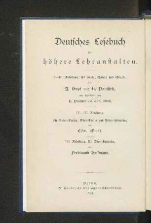 Abt. 6: Für Unter-Sekunda