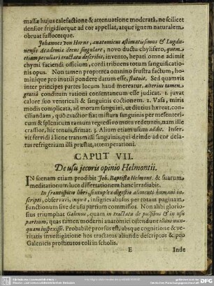 Caput VII. De usu jecoris opinio Helmontii