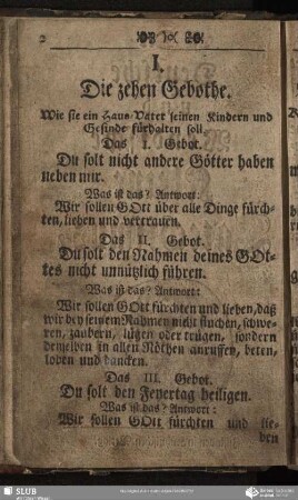 I. Die zehen Gebothe
